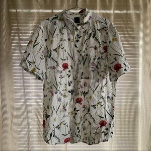 H&M floral flower buttons own men’s shirt medium